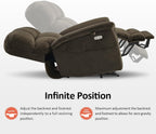 MCombo Large-Wide Dual Motor Power Lift Recliner Chair, Massage and Dual Heating for Elderly People, Infinite Position, Fabric R7166 (Coffee)