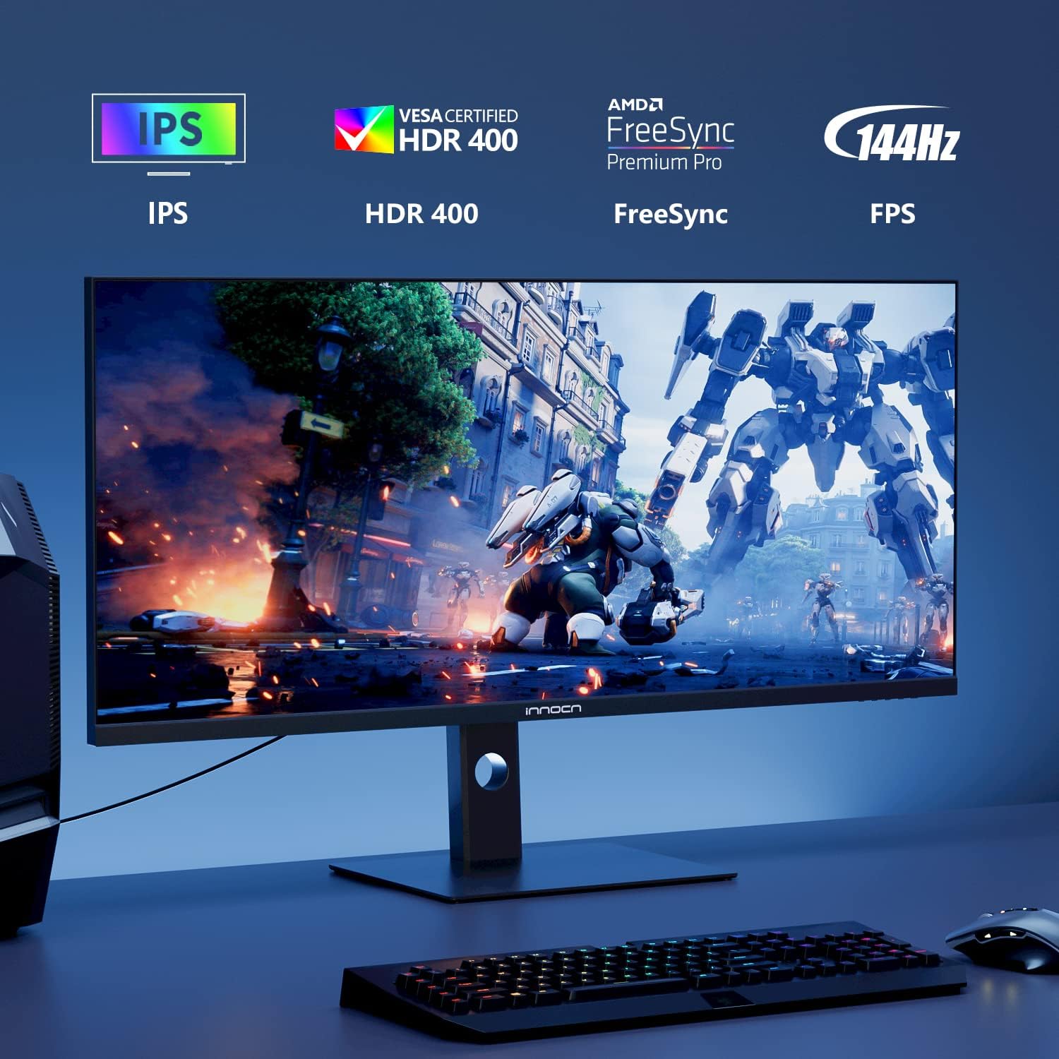 INNOCN 40C1R Ultrawide Monitor 40" WQHD 3440 x 1440p 144Hz FreeSync Premium HDR400 21:9 Computer Display 95% DCI-P3 500Nits IPS USB Type-C HDMI Tilt/Height Adjustable  Mountable
