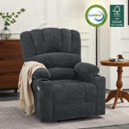 MCombo Power Lift Recliner Chair for Elderly, Lift Chair with Heat and Massage, USB &Type C Ports, Cup Holders, Fabric 7095 (Medium, Dark Grey)