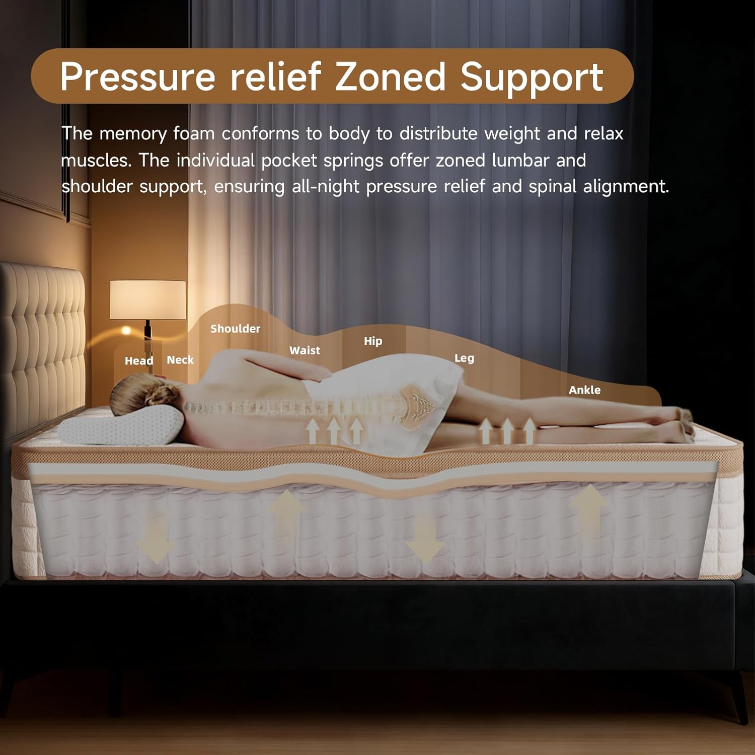 MOOA King Mattress, 12 inch King Size Memory Foam Mattress for Back Neck Pain Relief, Fiberglass Free, Medium Firm Hybrid Mattress in a Box, CertiPUR-US Certified