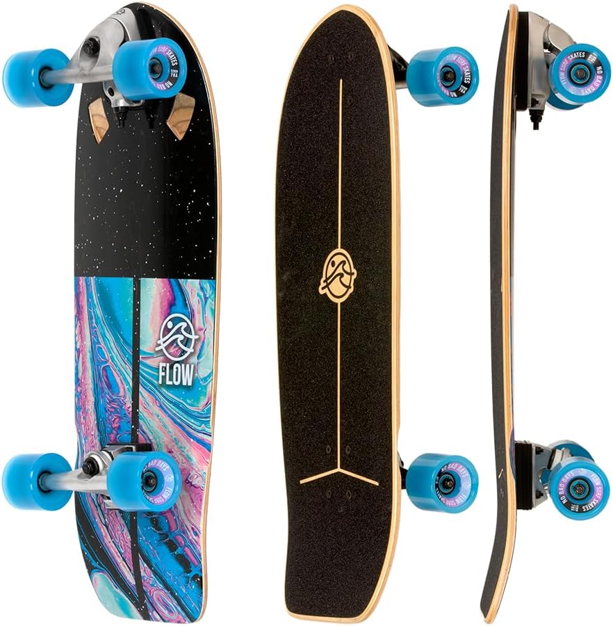 Flow Surf Skates Cruiser - 29"x10" 7-Ply North American Maple Deck, Carving Truck, Fully Assembled, Supports up to 275 lbs for Surf-Like Carving