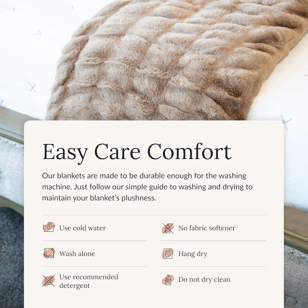 Minky Couture Hugs Blanket - Extra Plush Blanket for Premium Gifting - Stretchy Bubbled Cozy Throw - Silky Smooth - Durable & Machine-Washable - Travel-Friendly - Travel, Milk Chocolate