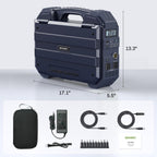 BROWEY 1600W (3200W Peak) Portable Power Station  1024Wh LiFePO4 Battery with Built-in Solar Panel  100W USB-C PD  Solar Generator for Camping  RV  Home Backup  Emergency (Dark Blue)