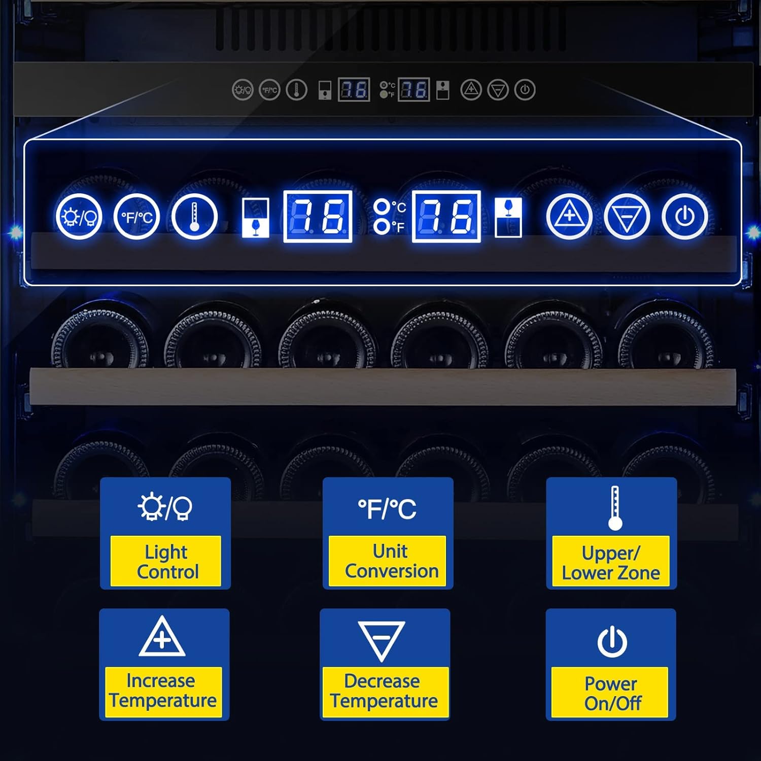 AAOBOSI Wine Cooler Refridgerator 24 Inch, 176 Bottles Dual Zone Wine Fridge with Double-Layer Tempered Glass Door and Temperature Memory Fuction,Built-in or Freestanding.