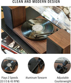 Crosley C62C Turntable HiFi System Record Player with Speakers  Adjustable Tonearm  Moving Magnet Cartridge  Bluetooth Receiver  40W Per Channel  and Anti-Skate  Walnut