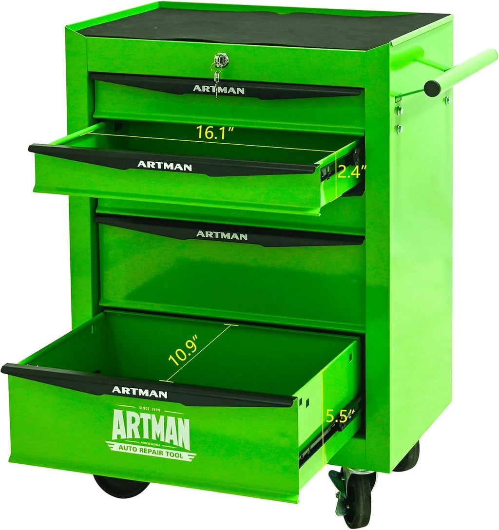 5 Drawer Rolling Tool Cart on Wheels,Multifunctional Mobile Metal Tool Chest,Drawers Rolling Trolley Organizer Tool Storage Box for Repair Shop,Warehouse,Garage,Workshop(5 Drawers-30.5"H-Green)