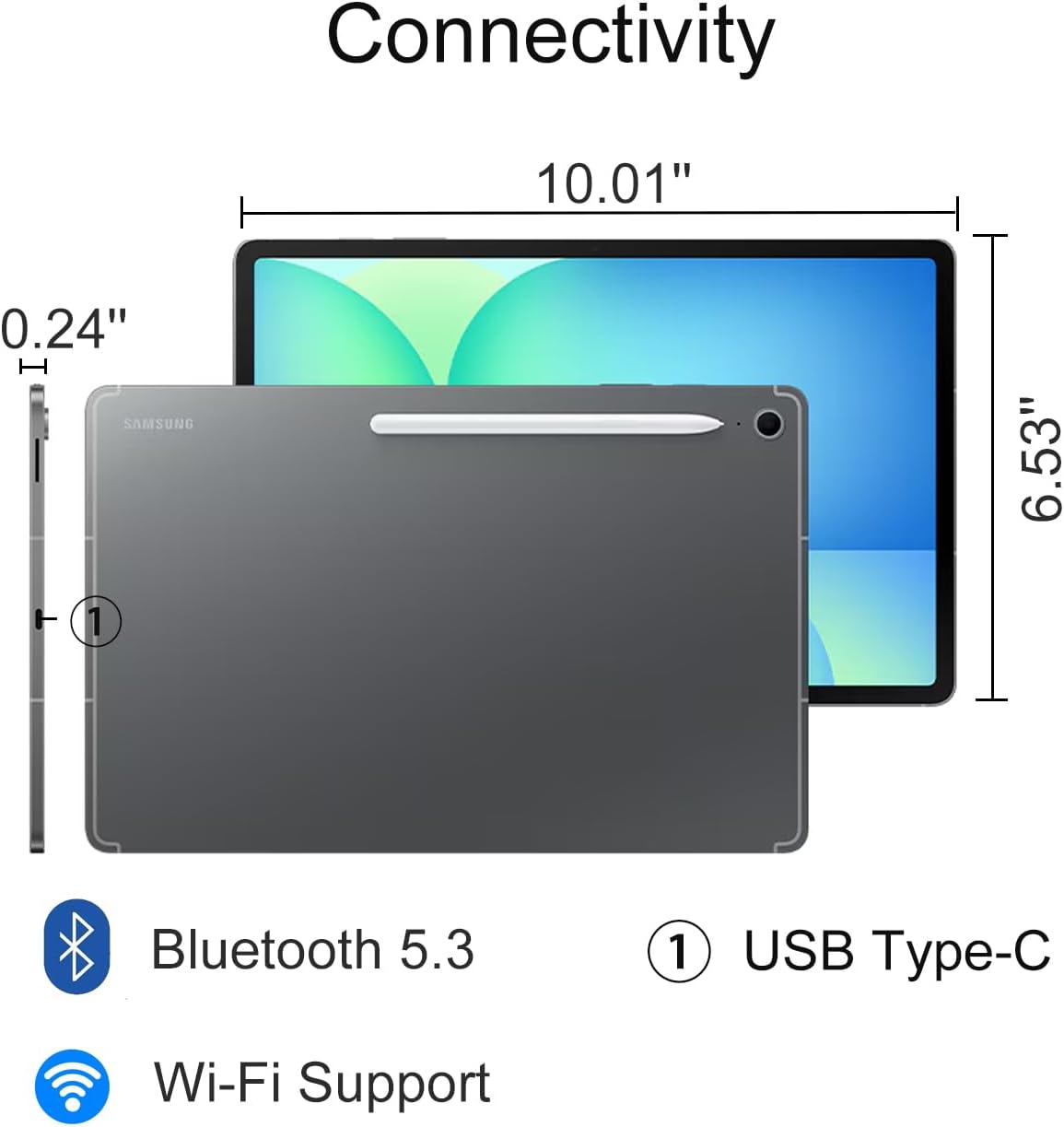 Samsung Galaxy Tab S10 FE Android Tablet (10.9" 2K+ Touchscreen  8-Core  8GB RAM  256GB Storage (128GB+128GB SD Card))  S Pen  Long Battery Life  Dual Cameras  Lightweight  SM-X520  NA Version  Gray
