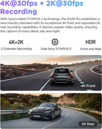 VIOFO A229 Pro 4K HDR Dash Cam  Dual STARVIS 2 IMX678 IMX675  4K+2K Front and Rear Car Camera  2 Channel with HDR  Voice Control  5GHz WiFi GPS  Night Vision 2.0  24H Parking Mode
