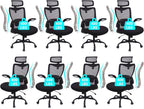 CLATINA Heavy Duty Ergonomic Mesh Office Chair 400LBS, Big and Tall Desk Chair with Adjustable Lumbar Support & Headrest, Flip Up Padded Arms, High Back Computer Chair for Home Office, Black, 8 Pack