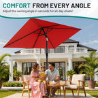 AreShark 6.5' x 10' Rectangular Patio Umbrellas for Outdoor, Outdoor Table Umbrella, Large Outdoor Patio Umbrellas with 6 Sturdy Ribs for Pool, Garden, Deck & Market (Red)