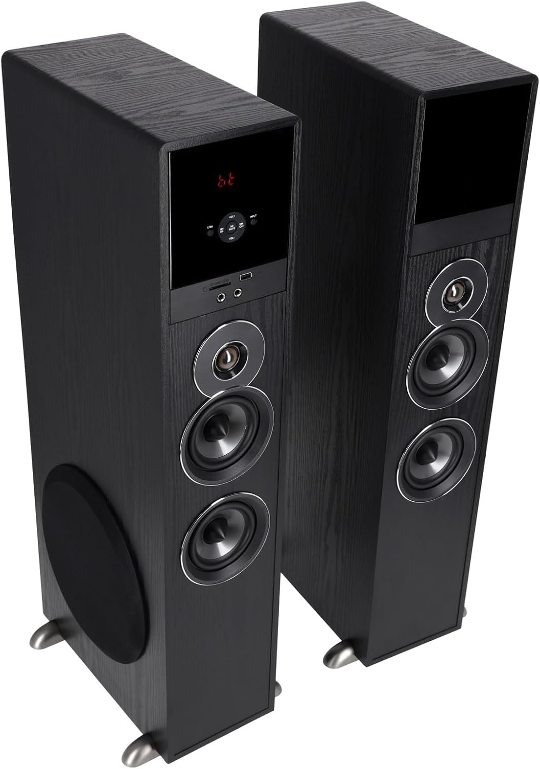 Rockville TM80B Powered Home Theater Tower Speaker System  Black  800W  8" Subwoofers  Bluetooth  USB/SD Playback  FM Radio  Remote Control  Karaoke Ready  Perfect for Home Entertainment