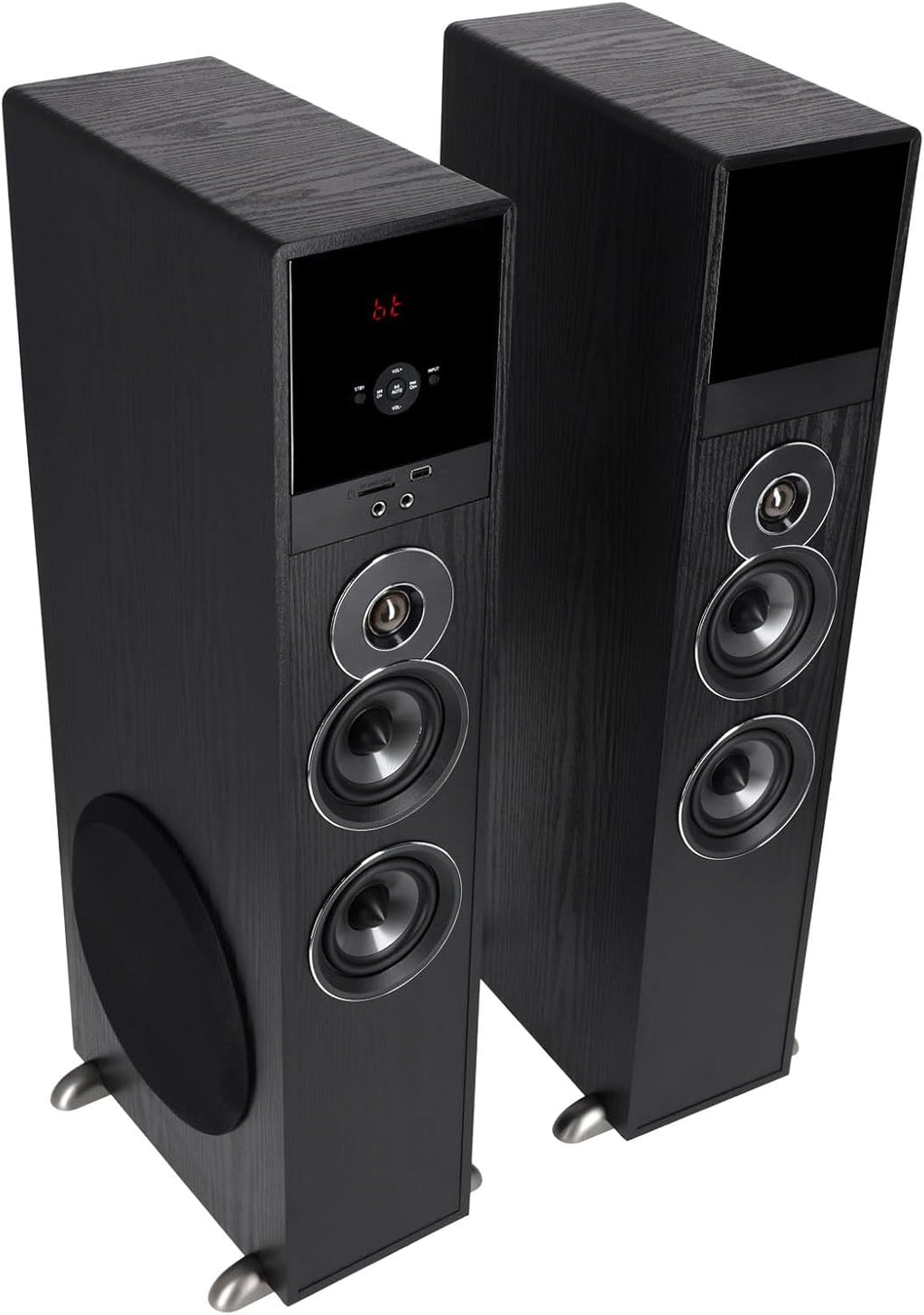 Rockville TM80B Powered Home Theater Tower Speaker System  Black  800W  8" Subwoofers  Bluetooth  USB/SD Playback  FM Radio  Remote Control  Karaoke Ready  Perfect for Home Entertainment