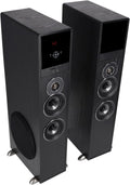 Rockville TM80B Powered Home Theater Tower Speaker System  Black  800W  8" Subwoofers  Bluetooth  USB/SD Playback  FM Radio  Remote Control  Karaoke Ready  Perfect for Home Entertainment