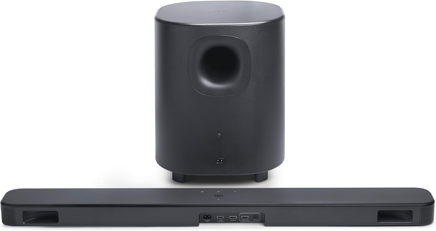 JBL Bar 500MK2-5.1 Channel soundbar System with Dolby Atmos  MultiBeam 3.0 & PureVoice 2.0  750W with 10" Sub  Easy Sound Calibration  and Works with Voice Assistant-Enabled Speakers (Black)