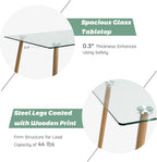 Tangkula Glass Dining Table, Modern Rectangular Table with Tempered Glass & Black Steel Legs, Simplistic Kitchen Versatile Table for Home Office