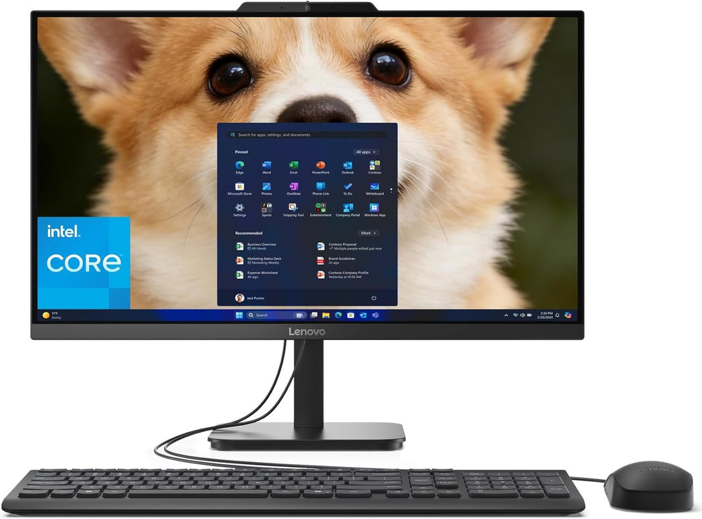 Lenovo AIO 24" FHD All-in-One Desktop Computer  Lifetime Office 365 for Web  Intel 4-Core Processor  8GB DDR4 RAM  512GB PCIe SSD  WiFi 6  Bluetooth 5.2  HDMI  Onyx Black  KB  Windows 11 Home