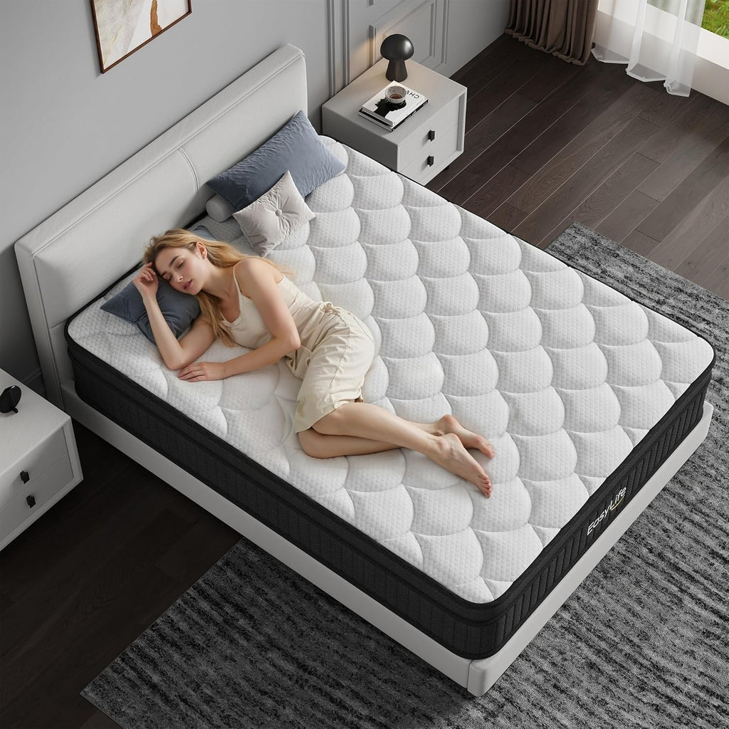 12 Inch Multilayer Hybrid Queen Mattress|Cochones Mattress|Nectar Mattress|Medium Firmness|Cool and Breathable|Individual Pocketed Springs for Motion Isolation| in a Box