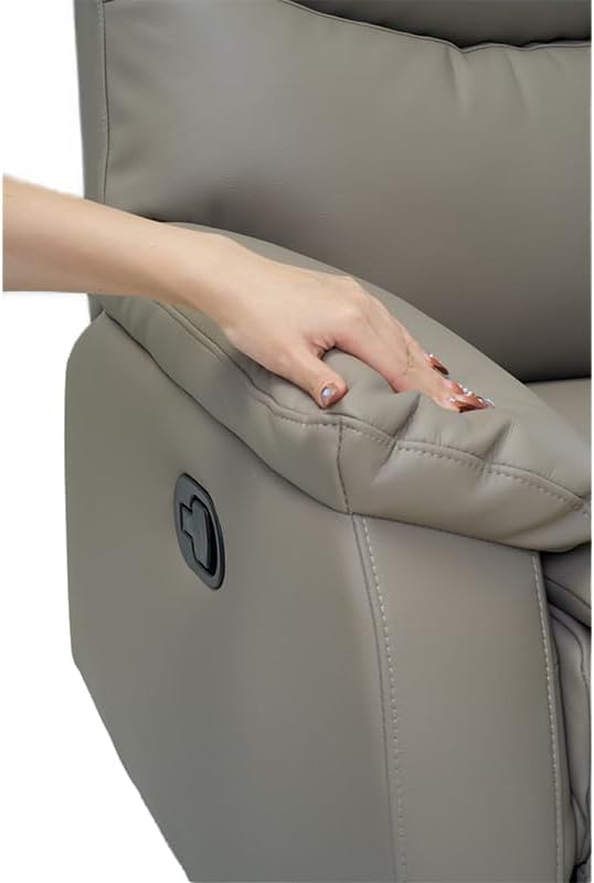 Recliner Sofa Rocking Chair Swivel Manual Adjustable 360 Degree Spinning with Ergonomics Lumbar Support Natural Leather for Home Theater Seating Living Room, Bedroom, Nursery, Grey