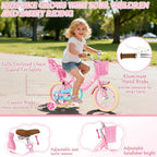 Glaf Toddler Girls Bike for Age 2-9 Years Old 12 14 16 Inch Girls Bike with Training Wheels and Doll Seat Kids Bike Bicycle with Basket Adjustable Seat