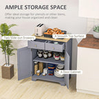 HOMCOM Sideboard Buffet Cabinet with Solid Wood Countertop, Modern Kitchen Storage Cabinet, Coffee Bar Cabinet with 2 Drawers, Doors and Adjustable Shelf, Gray