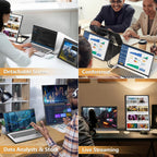 Laptop Screen Extender 2.5K Monitor - 16" Double Portable Monitor 2560x1600P QHD 100% sRGB IPS 235° Rotation Detachable Screen Design Extra Compatible with Mac Wins Dex Chrome Fits 13"-17" Laptops