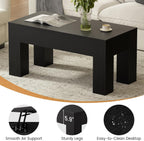 FABATO 41.7'' Lift Top Coffee Table, Wooden Rectangle Coffee Table with Hidden Storage, Large Center Table Adjustable Height Sofa Table for Living Room Office Apartment, Black