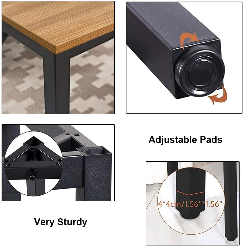 BIBOC 24X48 inches Computer Desk/Dining Table, Office Desk, Composite Wood Board Sturdy Writing Workstation for Home Office Walnut and Black Legs