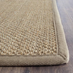 SAFAVIEH Area Rug 9' Square - Natural Fiber Collection - Maize & Linen Color, Sisal, Woven Design with Border (NF141B)