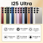 I25 Ultra 5G Smartphone, 8+256GB Unlocked Phone, Android 14.0, 68+108MP Zoom Camera, Mobile Phone with Build-in Pen,Long Battery Life 7000mAh, Dual SIM, 6.99“ HD Screen,5G/4G (Wine Red)