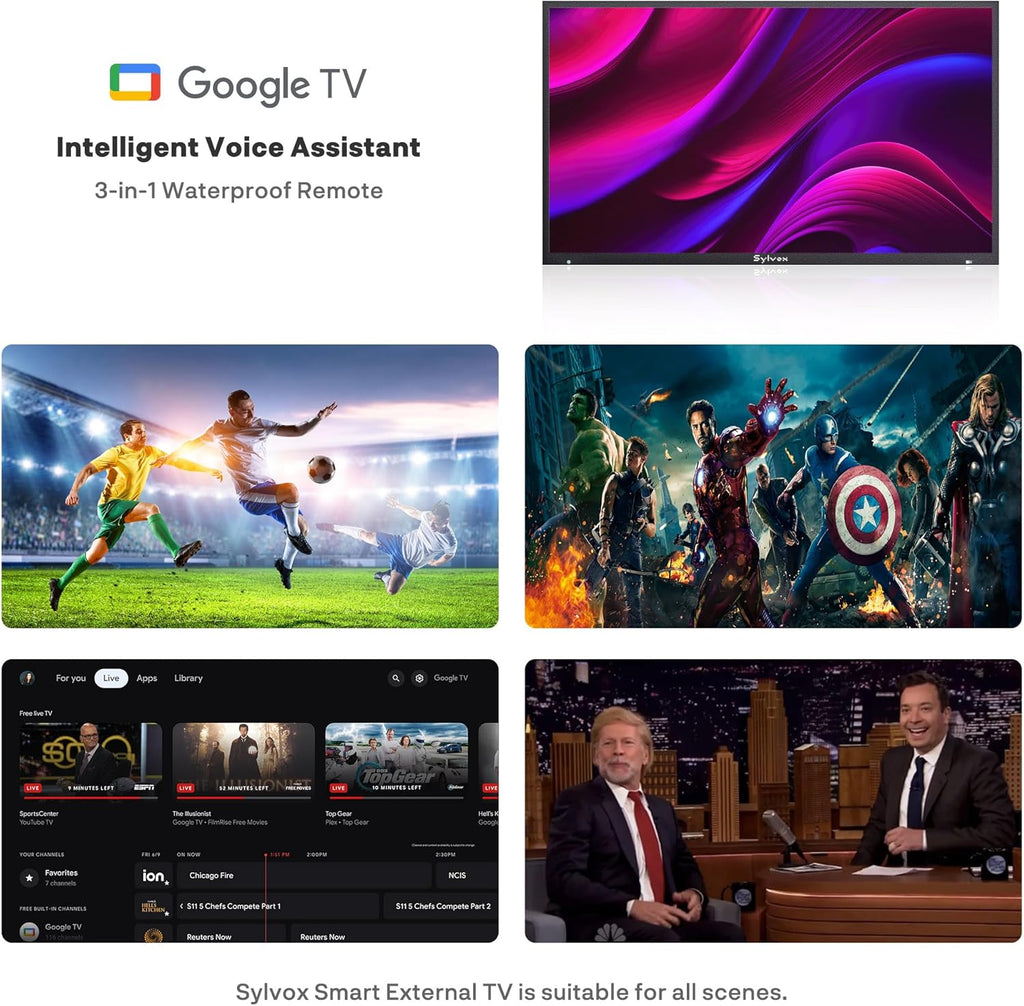 SYLVOX New 55” Outdoor Smart TV  Superior Waterproof Performance  Upgraded Matte Finish for Enhanced Anti-Glare Effect  Full Metal  with Dolby Atoms  2000nits  Full Sun Pool Pro 2.0+ Series