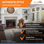 SimpliFire 35-Inch Electric Fireplace Insert, Large Black Surround, 44" x 32" (SF-INS35-SF-SI4432-INS35)