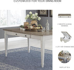 Signature Design by Ashley Skempton Farmhouse Rectangular Dining Room Table with Storage, White & Light Brown