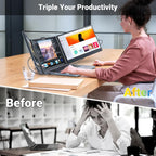 Ygretyrjh Laptop Screen Extender  14" Triple Portable Monitor for Laptop  1080P FHD IPS Screen Extender Monitors for 13"-17"  Travel Monitor for Mac/Windows/Chrome  Built-in Speakers