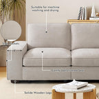 TEKAMON 100" Modular Sectional Sofa with Seats Storage, L Shaped Couch with Movable Ottoman for Living Room, Couch with Chaise, Solid Wood Frame, Spring Cushions, USB Port, Removable Covers, Beige | Seats Storage, Movable Ottoman, Flexible ModularSof