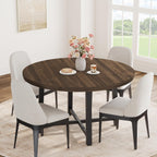 IDEALHOUSE 47" Round Dining Table for 4, Kitchen Dining Room Table with Sturdy Metal Frame, Wood Circle Kitchen Table for Space Saving -Brown (No Chairs)