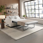 Serta® Darnold 53.5" Pull-Out Sleeper Loveseat, Twin Size, Dreamcoil® Comfort, Memory Foam Pull-Out Mattress, USB-C and USB-A Power Ports, Soft Corduroy Fabric, Beige
