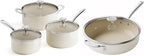 Redchef Cooking Pot Set Induction 5Qt, Saucepan Set 2.5/3.5Qt, 5QT Ceramic Saute Pan with Lid, Compatible All Cooktops, PTFE PFAS Free (Beige)