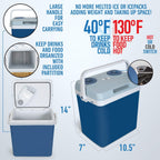 K-Box Electric Cooler and Warmer 34 Qt – Portable Dual-Power 12V Car & 110V Home Unit – Keeps Food & Drinks Hot or Cold – Compact Travel Fridge for Road Trips, Camping, Beach & Tailgating