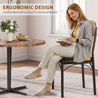 Jocoevol Dining Chairs Set of 4 - Upholstered Dining Room Chairs with PU Leather, Industrial Kitchen Chairs with Wooden Backrest and Thickened Metal Legs, for Dining Room, Living Room (Vintage)