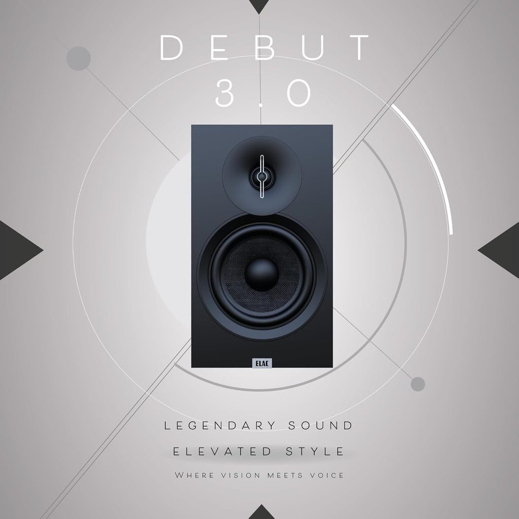 ELAC Debut 3.0 DB63-BK Bookshelf Speakers  Black Ash (Pair) - 1” Aluminum Dome Tweeter & 6.5” Aramid Fiber Woofer - 2-Way Bass Reflex - 42Hz to 38KHz Response