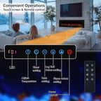72" Electric Fireplace, Recessed & Wall Mounted Fireplace Heater 13 * 13 Colors Flame &Fuel Bed w/5 Dimmer, Touchscreen &Remote Control Temp, Overheating Protect, Hardwired, 1500W, Black