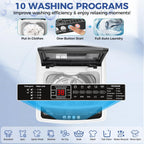 Nictemaw Portable Washing Machine 20Lbs Portable Washer Machine with 10 Programs 8 Water Levels, 2.8 Cu.ft Washer and Dryer Combo with Drain Pump, Compact Laundry Machine for Apartments- Glass Cover