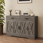 Sideboard Cabinet with Drawers, 47" W Sideboard Buffet Storage Cabinet with Storage for Kitchen, Farmhouse Coffee Bar Cabinets with Shlves and Doors for Hallway, Gray
