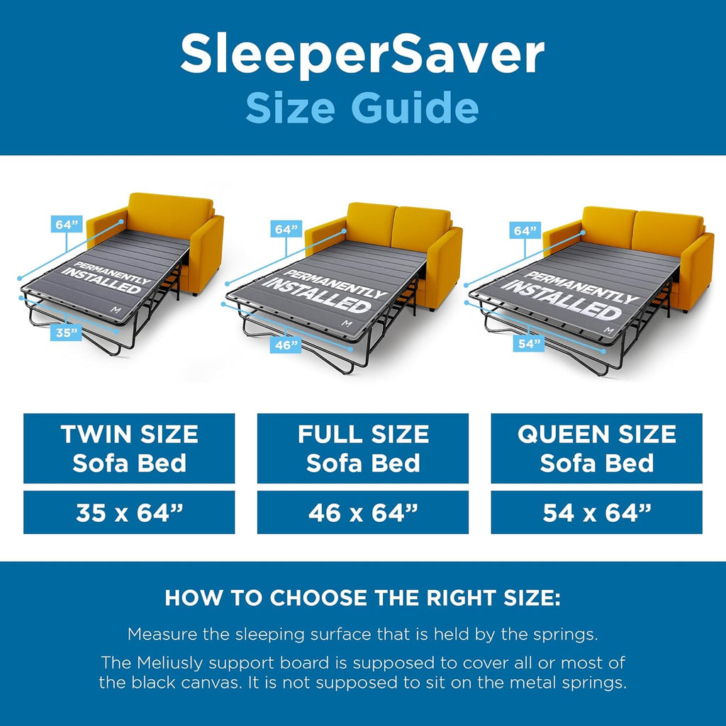 Meliusly Sleeper Sofa Support Board Full Size (46x64) Permanently Installed Wood Sofa Bed Board for Pull Out Couch, Folds with Frame, Under Mattress Bar Shield, Sofa Bed Support, Folding Bed Board