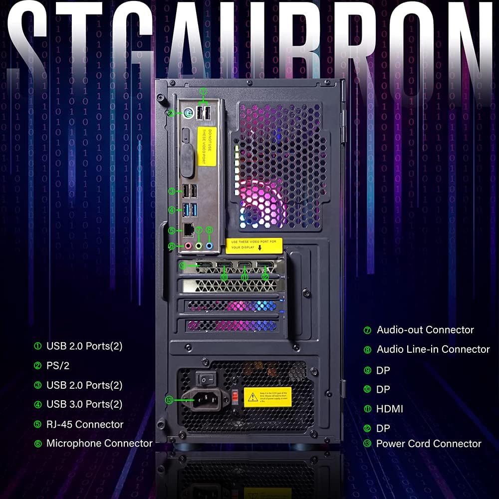 STGAubron Gaming PC Desktop Computer  Intel Core i5 up to 3.7GHz  GeForce RTX 2060 6G  16G RAM  512G SSD  WiFi 6  BT 5.0  RGB Fan x2  Windows 11 Home