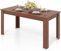 Giantex Dining Table for 4-6, 63" L Large Farmhouse Kitchen Table, Wooden Rectangular Dinner Table for Living Dining Room, Home Office, Dinette, 330LBS Capacity, Walnut
