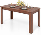 Giantex Dining Table for 4-6, 63" L Large Farmhouse Kitchen Table, Wooden Rectangular Dinner Table for Living Dining Room, Home Office, Dinette, 330LBS Capacity, Walnut
