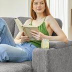 Belffin Sleeper Sofa Modular Sectional Pull Out Couch Bed U Shaped Sofa Couch for Living Room with Storage Chaise. Light Gery