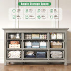 LGHM Dressers for Bedroom with 9 Drawers, 9 Drawer Dresser with Textured Borders, 58" W Chest of Drawers Closet Organizers and Storage Clothes - 6" Deep Drawer for Bedroom, Living Room,Gray