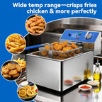 TOPKITCH 6L Electric Deep Fryer with Removable Oil Container and Handle, Solid Wire Mesh Basket and Lid, Lightweight Commercial Countertop Fryers - 120V 1800W